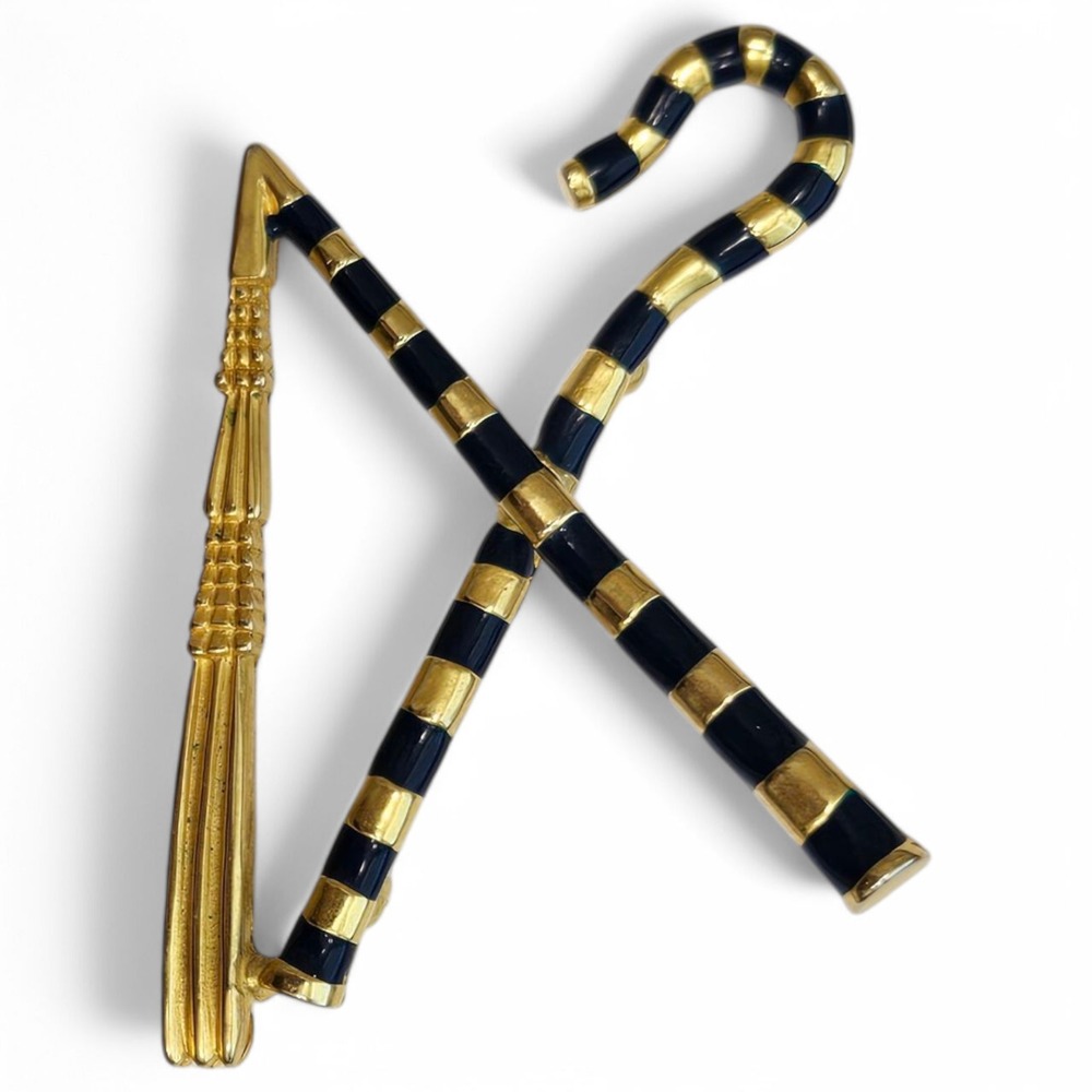 1976 MMA Metropolitan Museum of Art Egyptian Revival Crook & Flail Brooch Pin